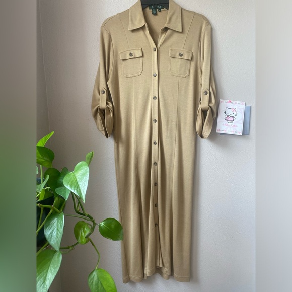 Ralph Lauren Silk - Cotton Maxi Dress Button Front Dress EUC - Picture 3 of 7